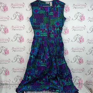 Silvercord dress beaded embroidered Blue and Purple Patterned Midi Dress